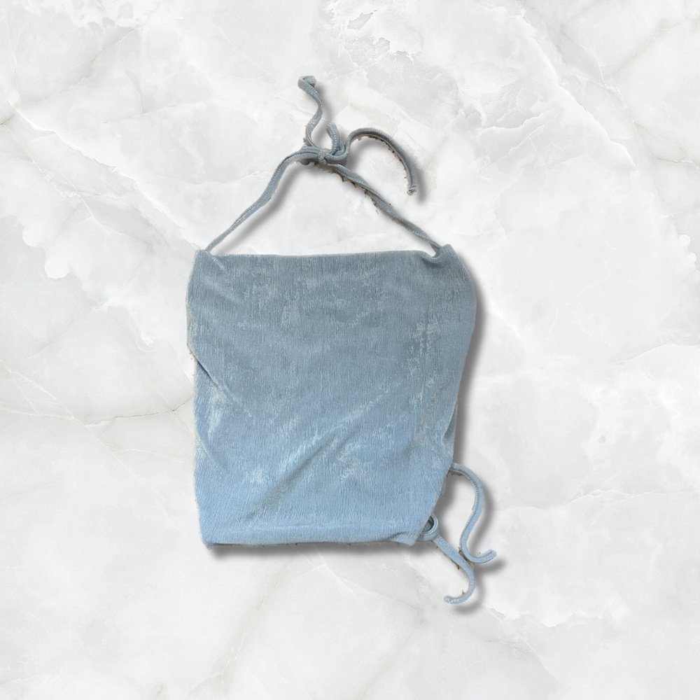 Shimmer Tie Back Top Soft Material Light Sky Blue